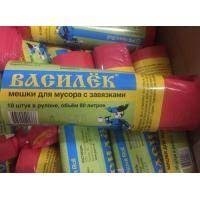 60л Мусор "Василек" с завязками красный (1/10шт*30)